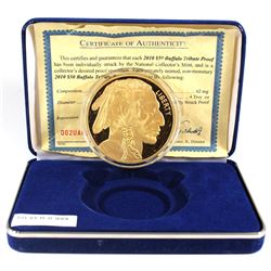 2010 USA $50 Buffalo Tribute Proof Gold Plated 4oz .999 Fine Silver Coin Encapsulated in Original Bl