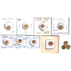 Lot of Miniature 18kt Gold Plated Replica Coins. You will receive 7x California Gold, 3x Russia & 1x