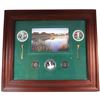 Image 1 : *2004 Canadian Open Golf $5 and 10-cents Coins Inside Frame with 2 Golf Tees, 2 Stamps & Small Medal