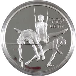 1896-1996 Olympic Centennial 1992 Canada $15 Gymnastics Sterling Silver Coin (capsule lightly scratc