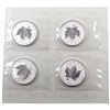 Image 1 : 4 x 2009 Canada 1oz Ox Privy .9999 Fine Silver Maple Leafs in Sealed Plastic Sheet from the Mint. 4p