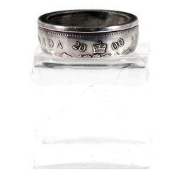 COIN RING: 2000 Canada 50-cent Coin Custom Jewellery Ring Size 8 1/2 - Made from a real 50-cent coin