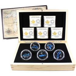 2014-2015 Canada $20 Great Lakes 5-coin Fine Silver Set in Deluxe Case (Lake Superior coin is lightl