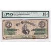 Image 1 : 1861 Confederate State of America $50 CT-16, Contemporary Counterfeit PMG Certified F-15 (Reattached