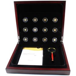 *2013 Canada The Most Affordable Gold Coin Collection 12-coin 0.5g Fine Gold Set in Deluxe Wooden Ca