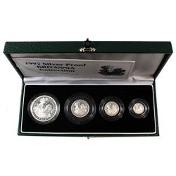 Scarce 1997 Great Britain 4-coin Britannia Fine Silver Proof Collection. You will receive 1oz, 1/2oz