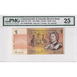 1968 Australia $1 Pick #37b R72, Reserve Bank, Coombs-Randall, S/N: AGK587494, PMG Certified VF-25.
