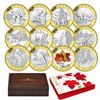 Image 1 : Scarce Version; 2013 $10 O Canada 12-coin Fine Silver Set with Selective Gold Plating in Deluxe Disp
