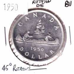 Error! 1950 Canada Silver $1 with a 45 Degree Rotated Die Brilliant Uncirculated.