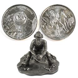 Vintage 1976 The Prospector Franklin Mint Pewter Figurine with 2x 1oz .999 Fine Silver Prospector Ro