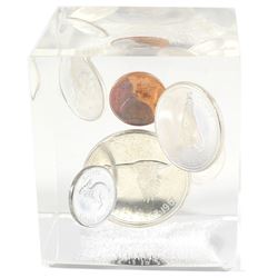 1967 Canada 6-coin Year Set Sealed in Acrylic Cube with Outer Box. Very Unique
