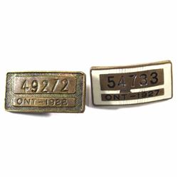 VINTAGE! ONT-1927 & ONT-1928 Licensed Chauffeur Pins, One with Enameling! 2pcs