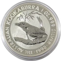 1992 Australia $5 1oz Kookaburra Fine Silver Coin in Capsule (TAX Exempt)