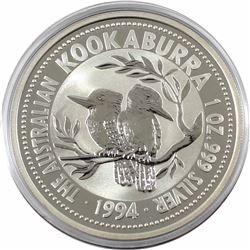 1994 Australia $5 1oz Kookaburra Fine Silver Coin in Capsule (TAX Exempt)