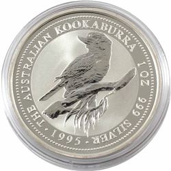 1995 Australia $5 1oz Kookaburra Fine Silver Coin in Capsule (TAX Exempt)