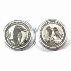 2012 & 2013 Australia $5 1oz Kookaburra Fine Silver Coins in Capsules. 2pcs (TAX Exempt)
