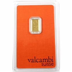 Valcambi Suisse 1g .9999 Gold Bar in Original Hard Plastic (TAX Exempt)