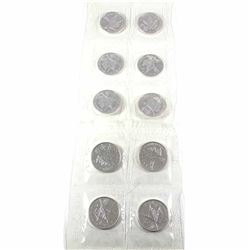 10x 2008 Canada $5 Olympic Commemorative 1oz .9999 Fine Silver Maple Leafs in Sealed Mint Plastic Sh