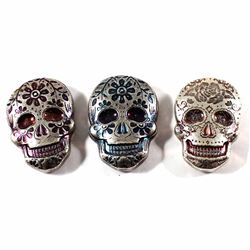 Monarch Precious Metals 2oz .999 Fine Silver Coloured Sugar Skulls - Orange Rose Design & Blue and P