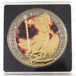 2016 Great Britain 1oz .999 Fine Silver Coloured & Gilded Britannia in Capsule (TAX Exempt)