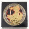 Image 1 : 2016 Great Britain 1oz .999 Fine Silver Coloured & Gilded Britannia in Capsule (TAX Exempt)