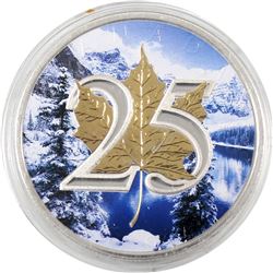 2013 Canada 1oz Winter Scene .9999 Fine Silver 25th Anniversary Maple Leaf in Capsule (TAX Exempt)