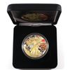 Image 1 : 2018 USA 1oz Coloured & Gilded .999 Fine Silver Trump Eagle in Smitty's Treasures Black Display Box 