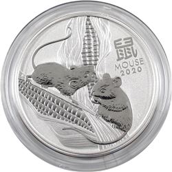 2020 Australia $2 Year of the Mouse 2oz .9999 Fine Silver Coin (capsule lightly scratched). TAX Exem