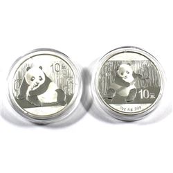 2014 & 2015 China 1oz & 30g Panda Fine Silver Coins (Tax Exempt) 2pcs