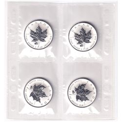 Sealed Plastic Sheet of 2007 Canada 1oz Pig Privy .9999 Fine Silver Maple Leafs (coins have light to