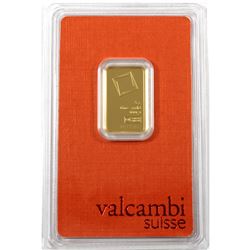 Valcambi Suisse 5g .9999 Fine Gold Bar in Hard Plastic Holder (TAX Exempt)