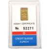 Image 1 : Credit Suisse Zurich 1 Gram .9999 Fine Gold Bar in Assay Certificate and Sealed Plastic (TAX Exempt)