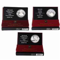 Lot of 2006 Canada $20 Fine Silver Coins - 2006 Tall Ships - Ketch, 2006 National Parks - Jasper & 2