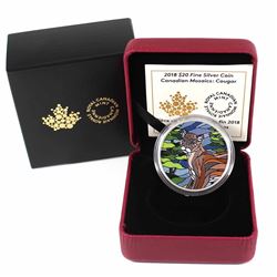 2018 $20 Canadian Mosaics - Cougar Fine Silver Coin (TAX Exempt)