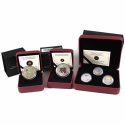 2011 Canada 25-cent Parks Canada - Our Legendary Nature 3-coin Sterling Silver Set, 2012 Birds of Ca