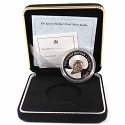 2002 Canada Queen Mother Proof Sterling Silver Dollar (missing outer sleeve).