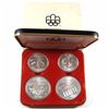 Image 1 : 1976 Canada Montreal Olympics Series II $5 & $10 4-coin Sterling Silver Set in Original Packaging wi
