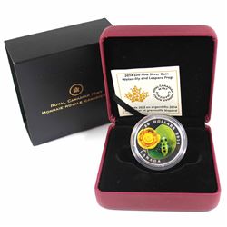 2014 Canada $20 Water-Lily & Venetian Glass Leopard Frog Fine Silver Coin (TAX Exempt)