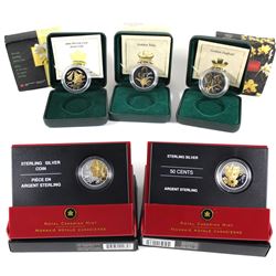 2002-2006 Canada 50-cent Canadian Floral Sterling Silver Series - 2002 Golden Tulip, 2003 Golden Daf