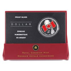 2005 Canada Limited Edition Red Enamel National Flag Proof Fine Silver Dollar (missing outer sleeve)