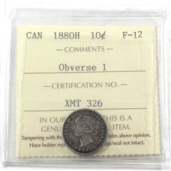 1880H Canada 10-cent Obverse 1 ICCS Certified F-12