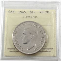 1945 Canada Silver $1 ICCS Certified VF-30 (Cleaned)
