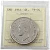 Image 1 : 1945 Canada Silver $1 ICCS Certified VF-30 (Cleaned)