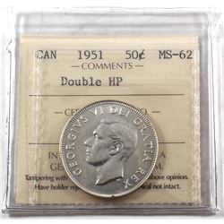 1951 Canada 50-cent Double HP ICCS Certified MS-62