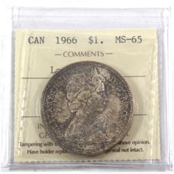 1966 Canada Silver $1 Large Beads ICCS Certified MS-65