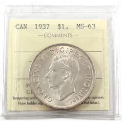 1937 Canada Silver $1 ICCS Certified MS-63