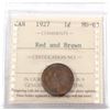 Image 1 : 1927 Canada 1-cent ICCS Certified MS-63 Red and Brown