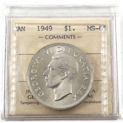 1949 Canada Silver $1 ICCS Certified MS-65