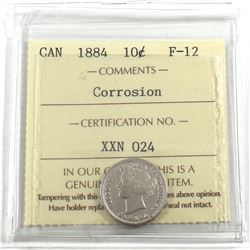 1884 Canada 10-cent ICCS Certified F-12 (Corrosion)