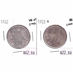 1902 Canada 50-cent VG-F & 1903H 50-cent AG (coins are impaired). 2pcs